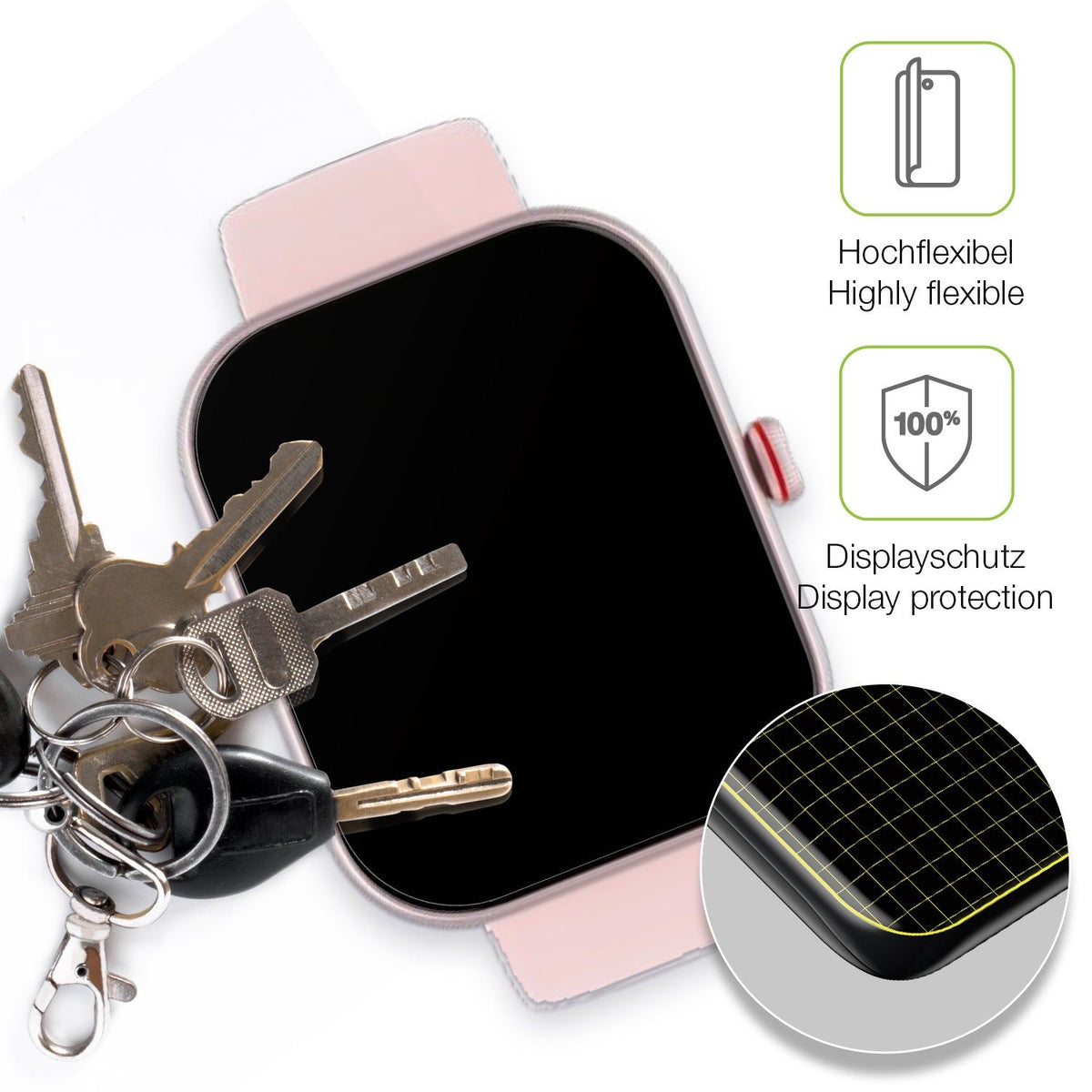 2x Full Cover matte Film for Toobur 1.91 Zoll Smartwatch Screen Protector