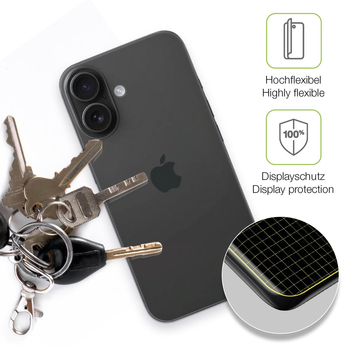 2x Full Cover matte Film for Apple iPhone 16 Rückseite Screen Protector