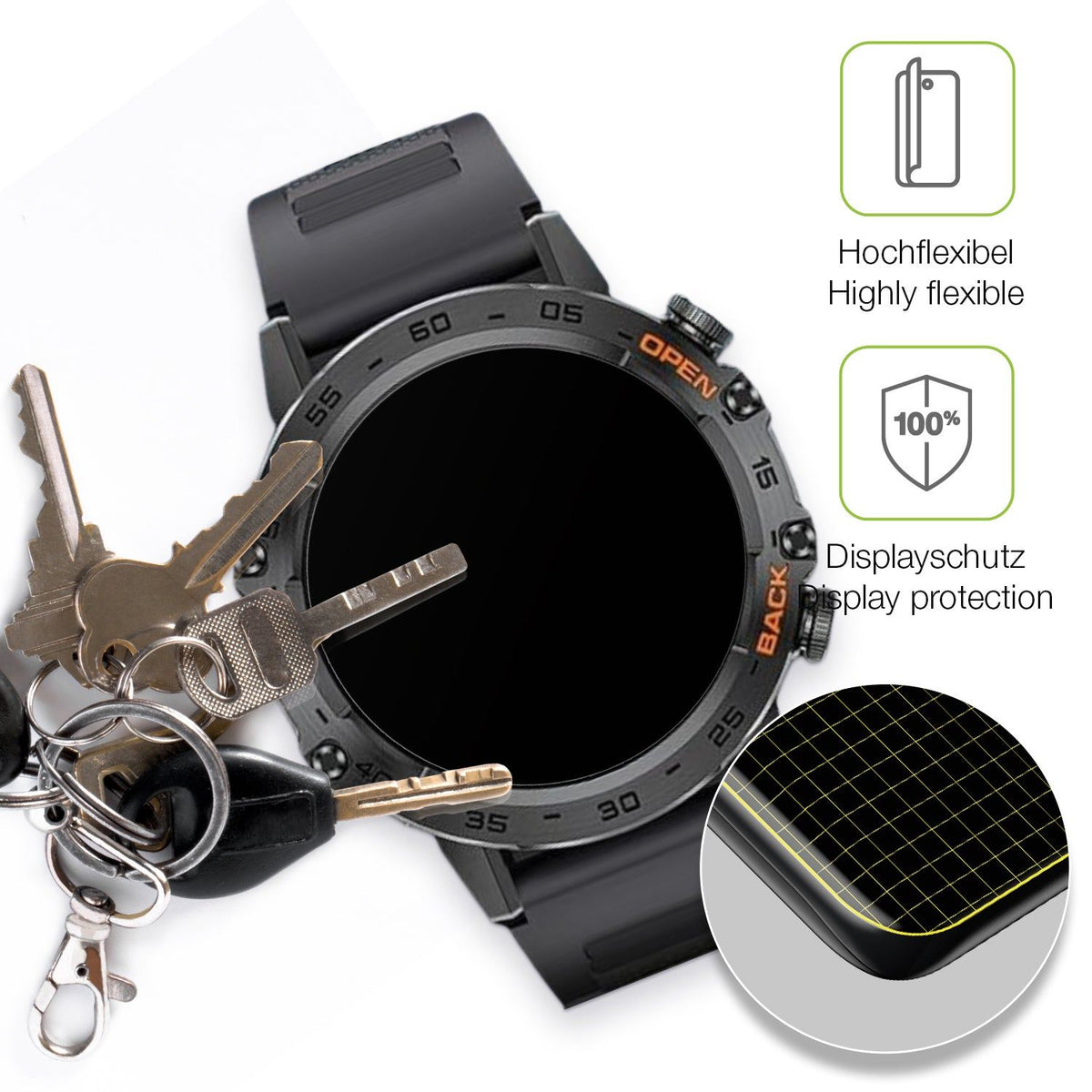 2x Full Cover matte Film for Darmowade Smartwatch 1.39 Zoll Screen Protector