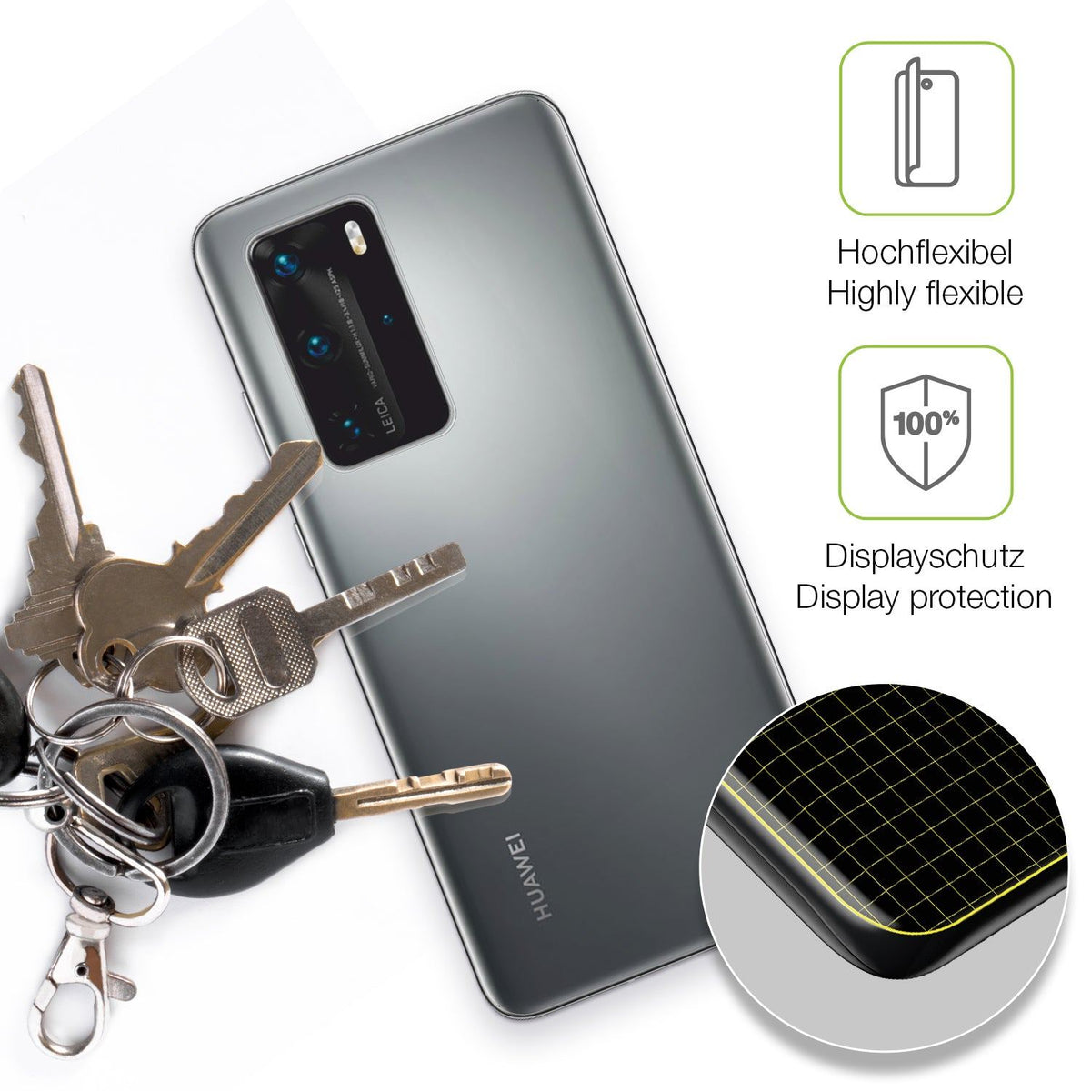 2x Full Cover matte Film for Huawei P40 Pro Rückseite Screen Protector