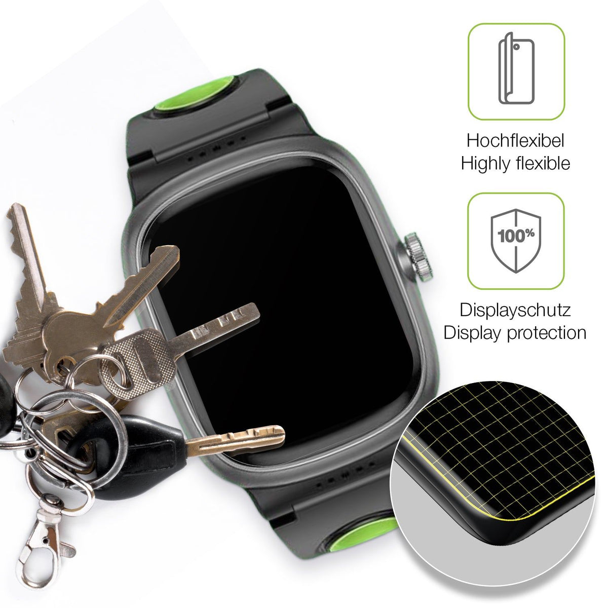 2x Full Cover matte Film for anyloop Kinder Smartwatch Screen Protector