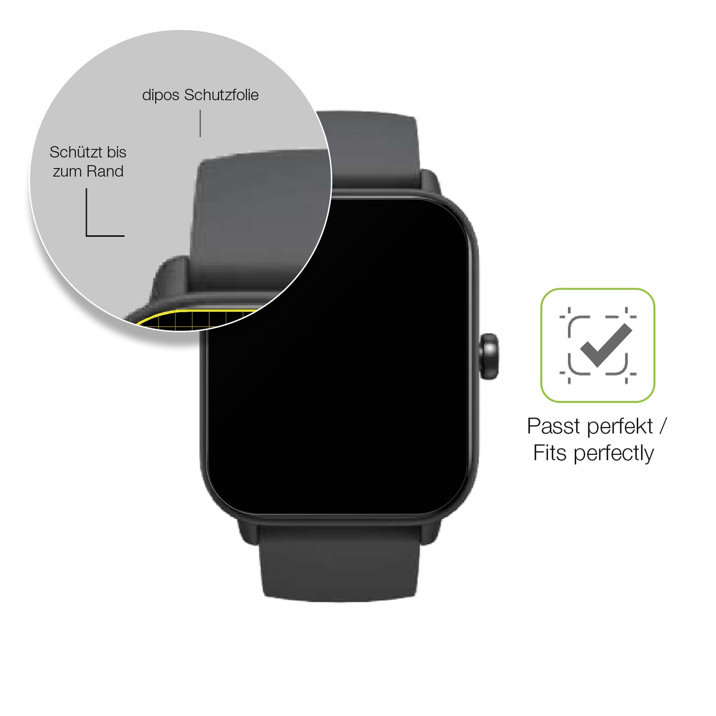 2x Full Cover Schutzfolie matt für Fitpolo IDW20 Smartwatch