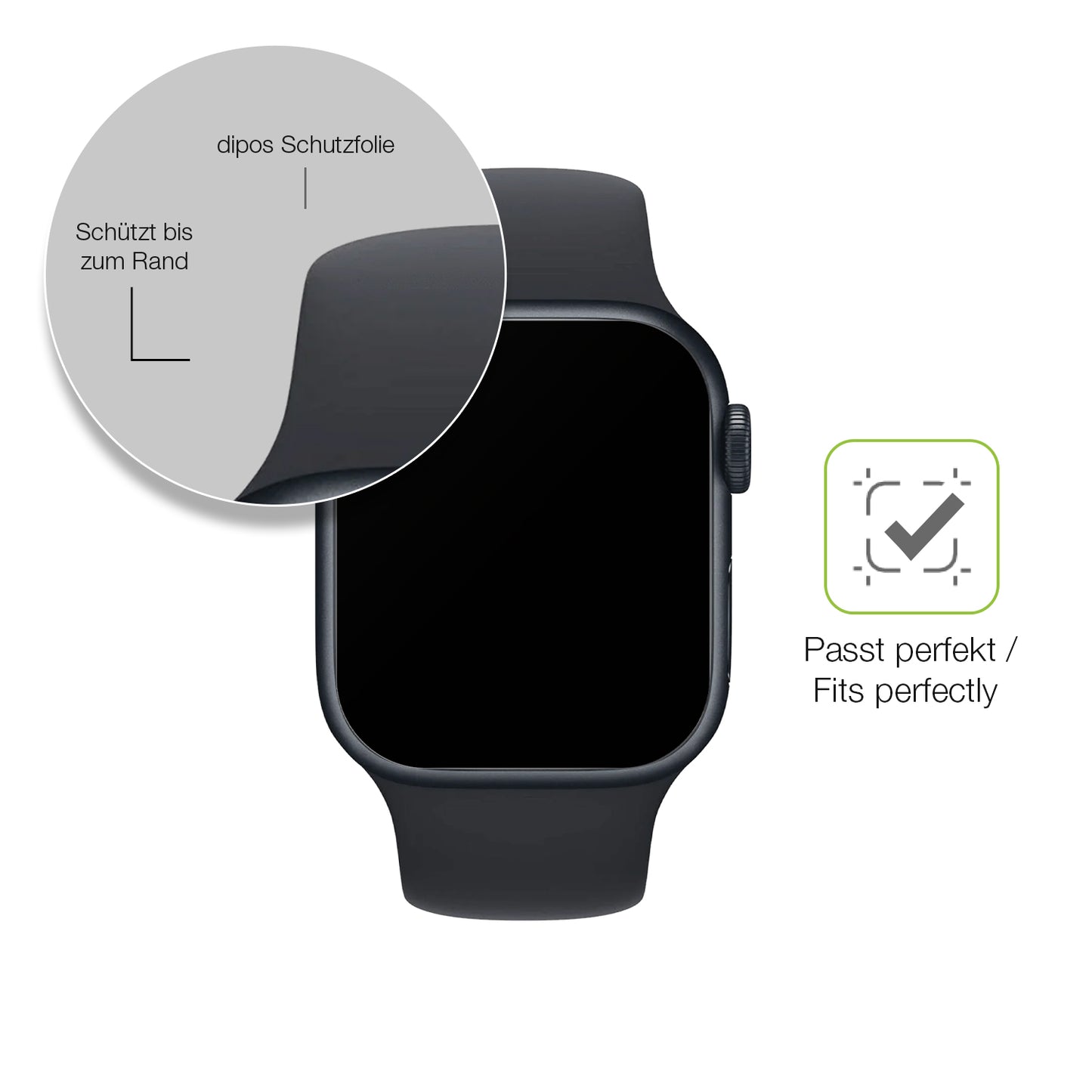 2x Full Cover Schutzfolie matt für Apple Watch Series 8 45mm