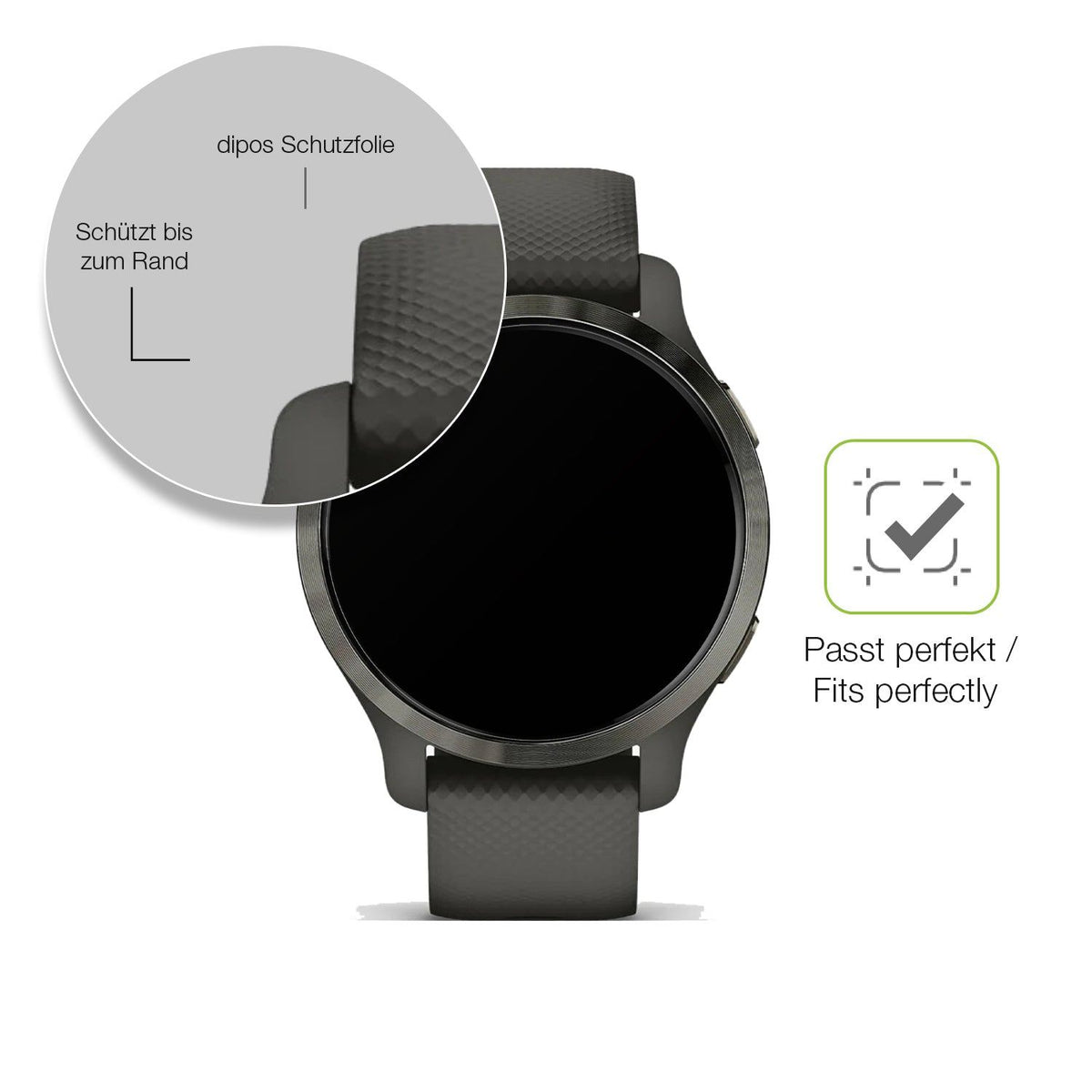 2x Full Cover matte Film for Garmin Venu 2s Screen Protector Anti-Shock