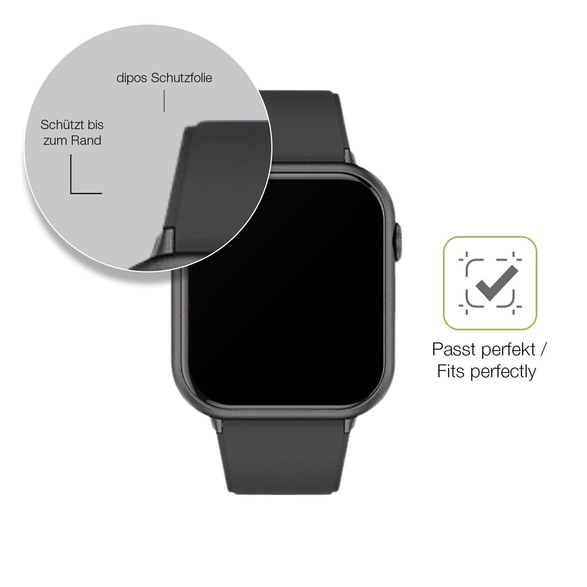2x Full Cover matte Film for Mutoy Smartwatch 1.83 Zoll Screen Protector