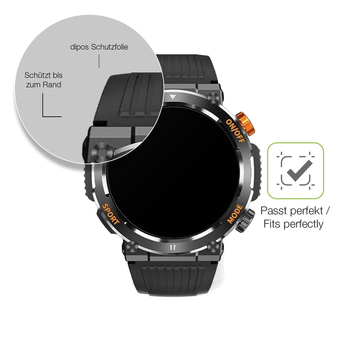 2x Full Cover matte Film for MEGALITH K52 Fitness Tracker Screen Protector