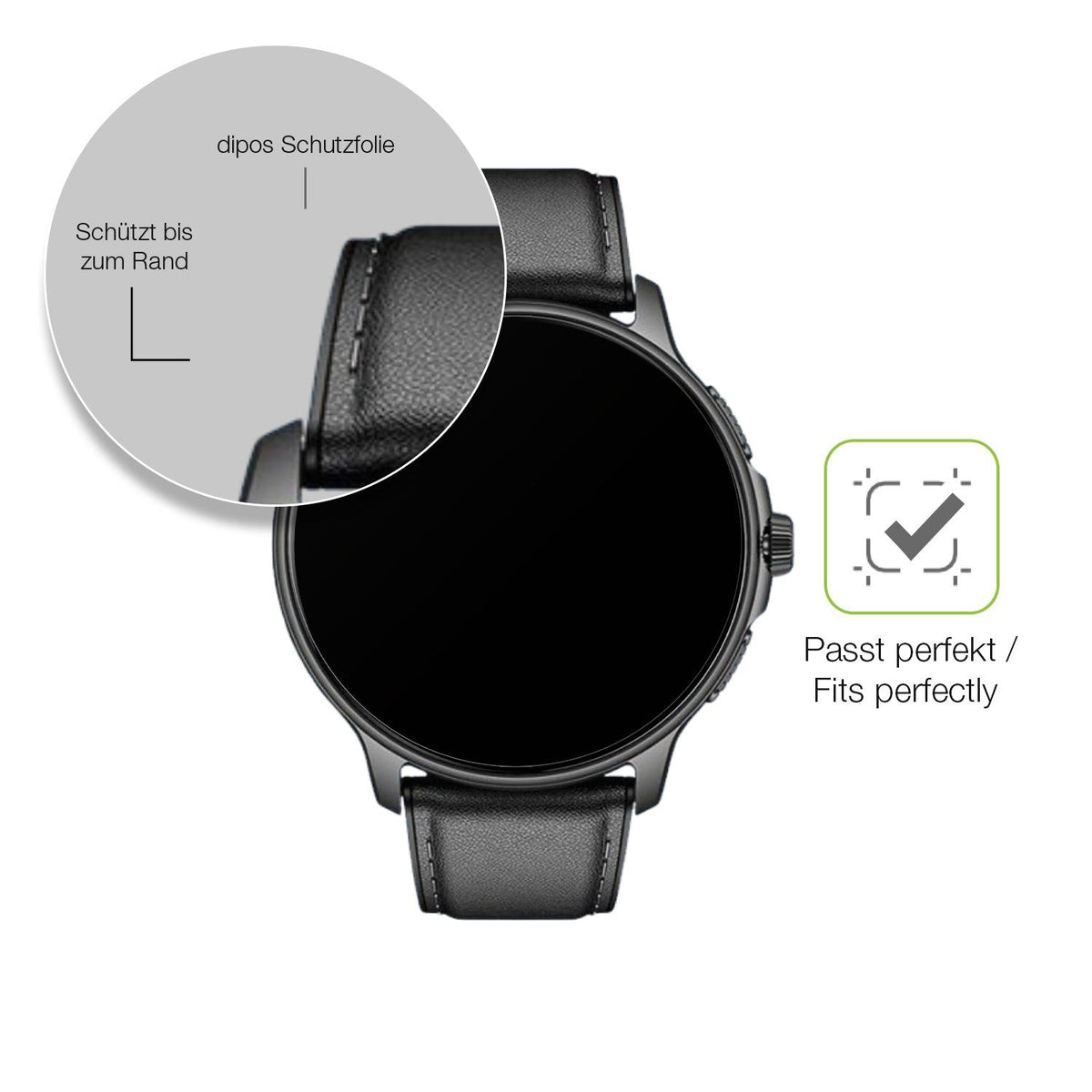 2x Full Cover matte Film for Smartwatch 28.5mm durchmesser Screen Protector