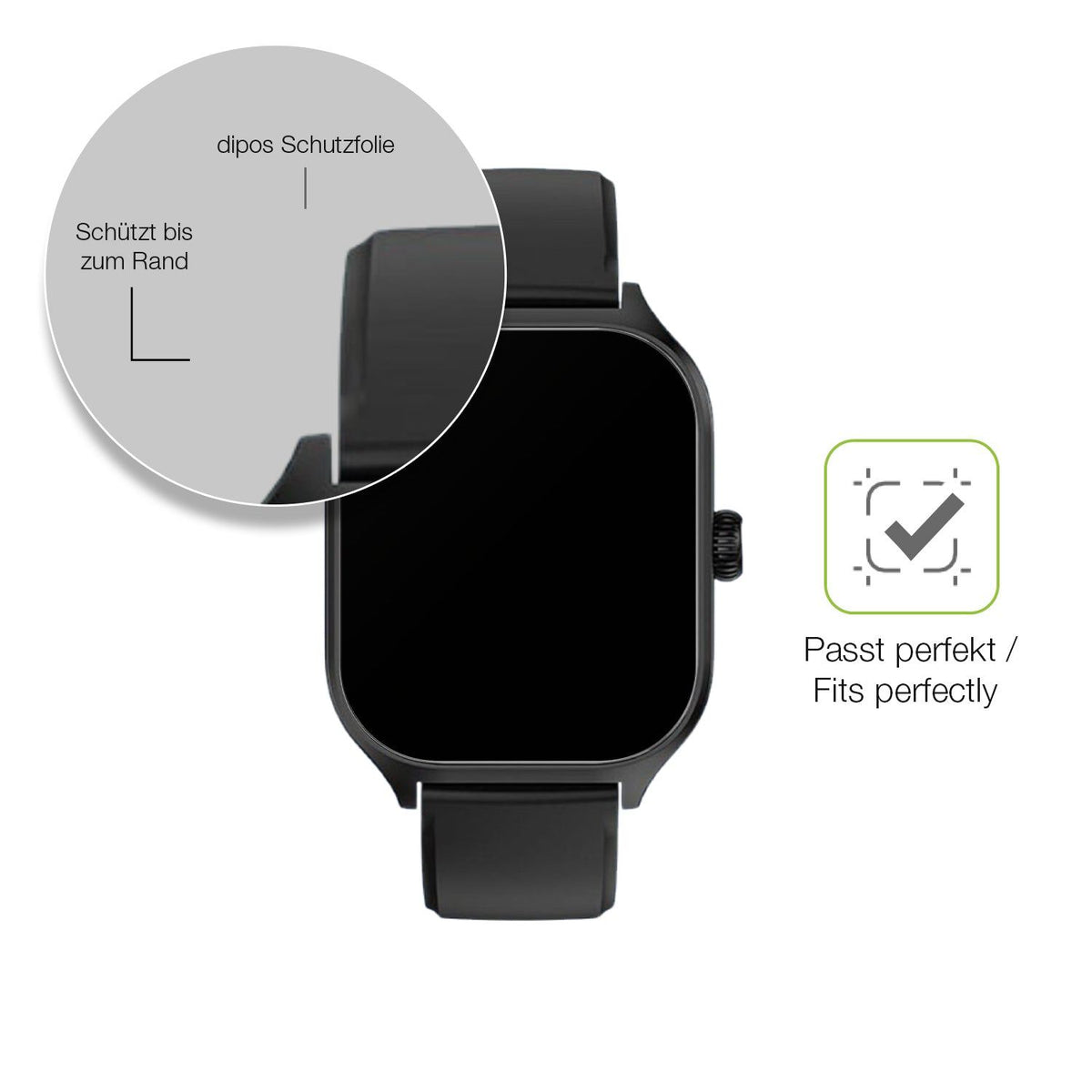 2x Full Cover matte Film for smooce Kinder Smartwatch 01 Screen Protector