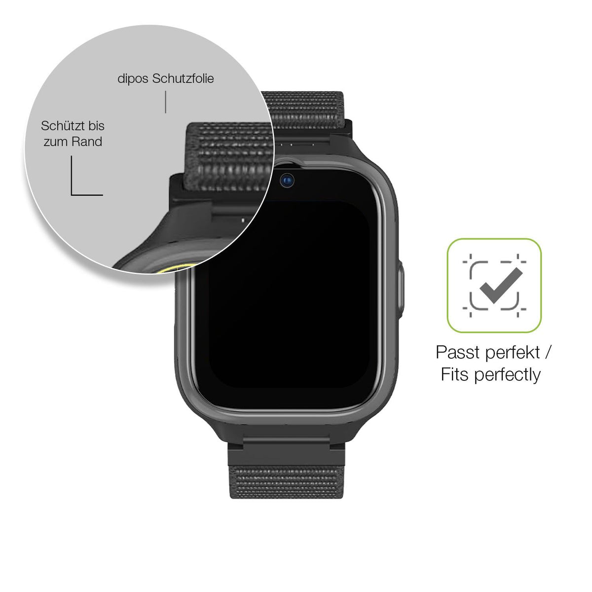 2x Full Cover matte Film for myPhone CareWatch Screen Protector Anti-Shock