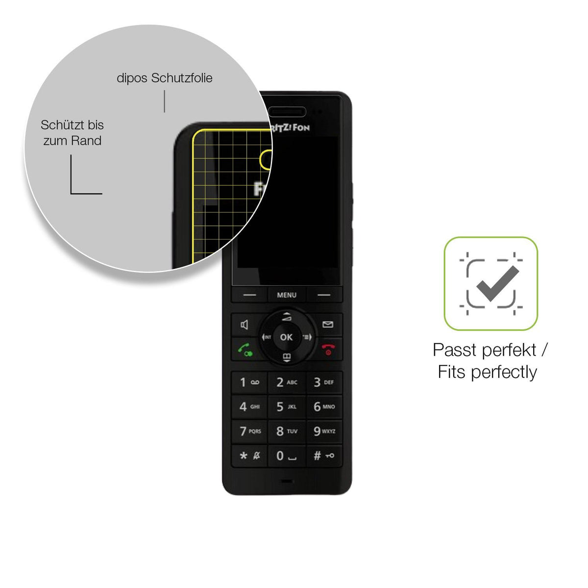 2x Full Cover matte Film for Fritz! Fon X6 Screen Protector Anti-Shock