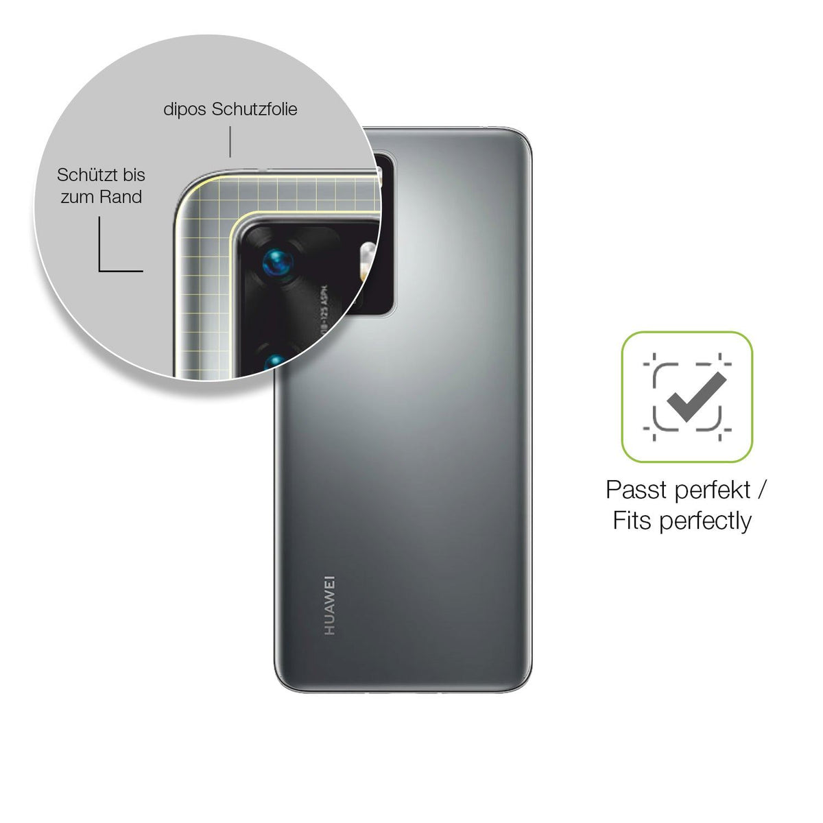 2x Full Cover matte Film for Huawei P40 Pro Rückseite Screen Protector