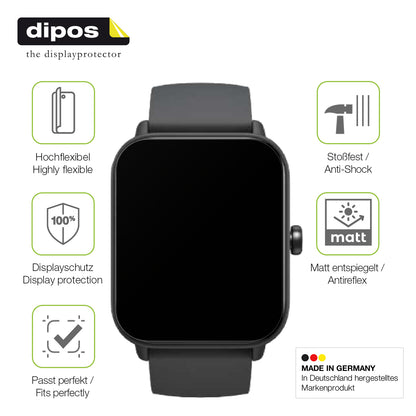 2x Full Cover Schutzfolie matt für Fitpolo IDW20 Smartwatch