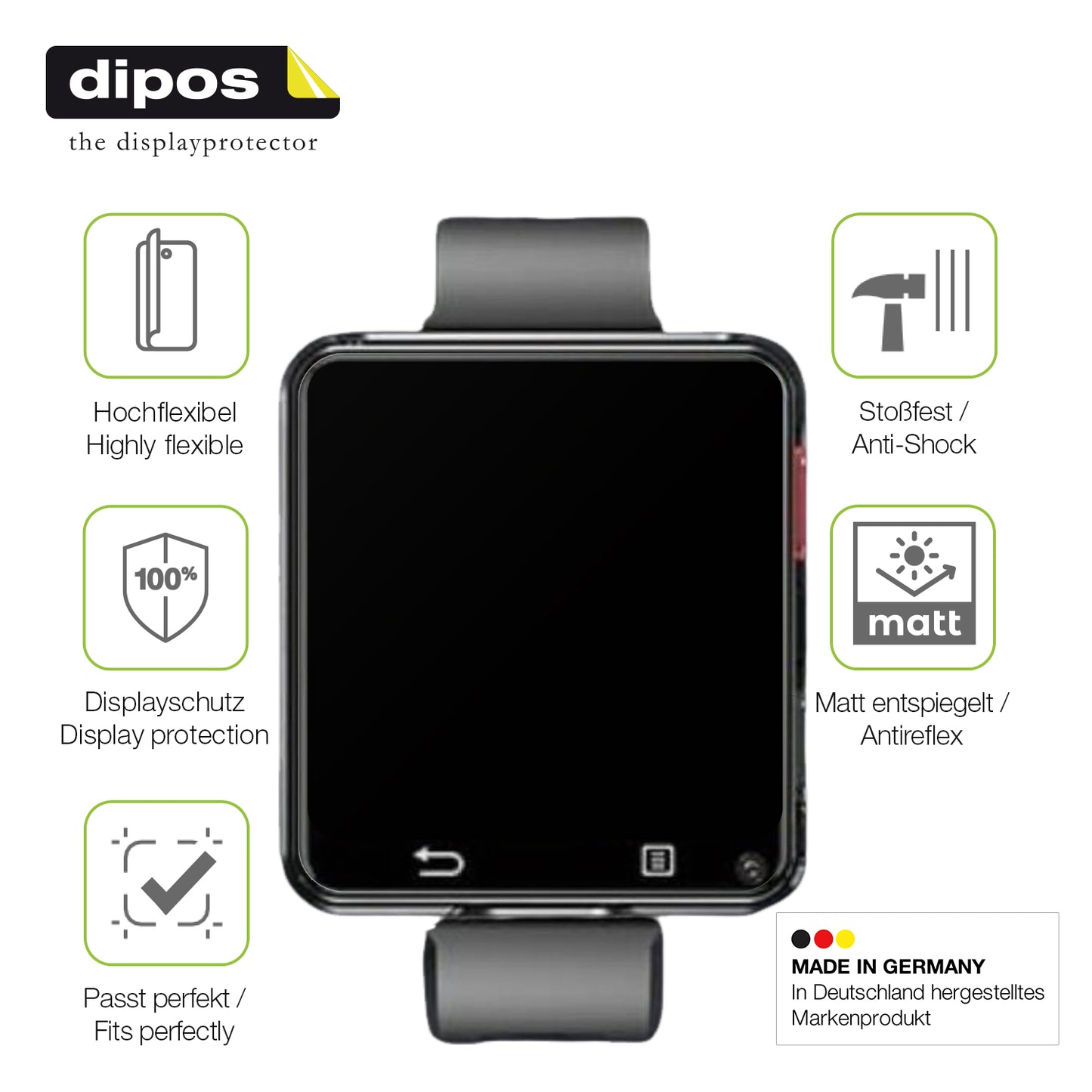 2x Full Cover Schutzfolie matt für AIEK 4G Smartwatch 2.64 Zoll