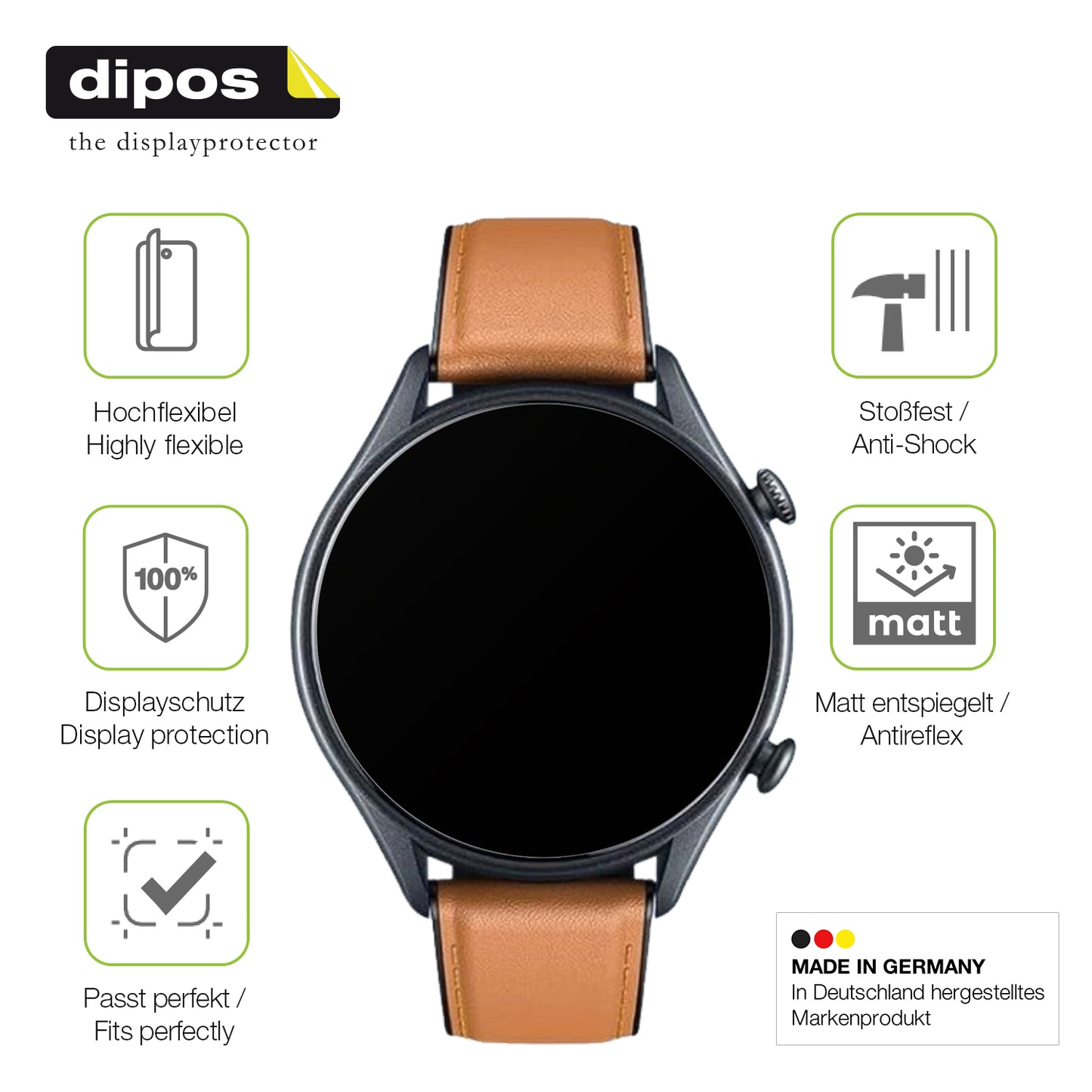 2x Full Cover Schutzfolie matt für Motsfit Smartwatch 1.56 Zoll