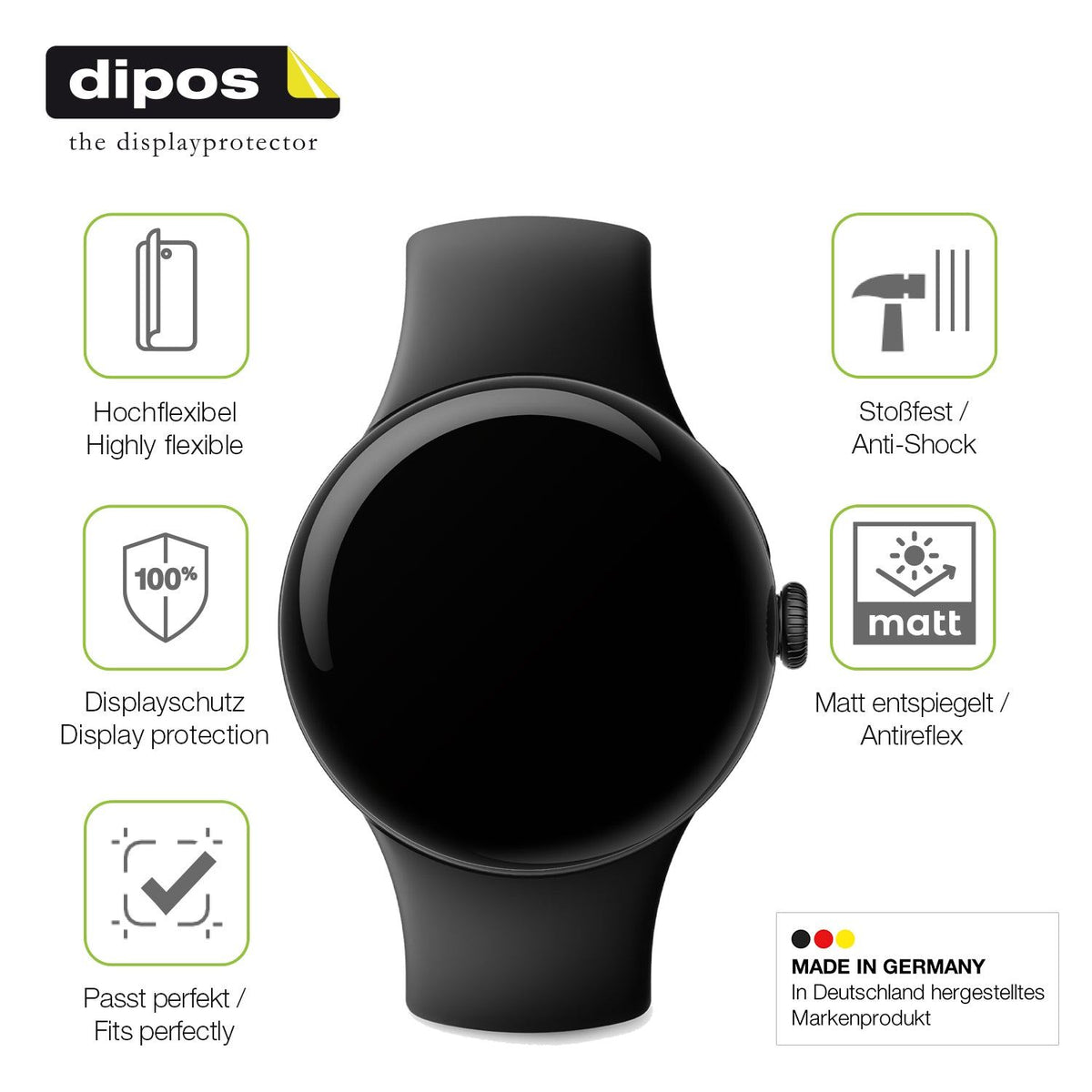 dipos FLEX 2x Matte Screen Protector for Google Pixel Watch 1