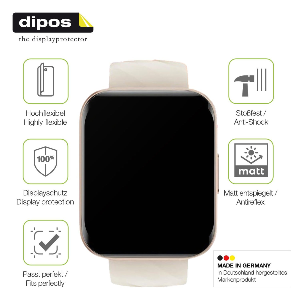 2x Full Cover matte Film for Mutoy Smartwatch 1.69 Zoll Screen Protector