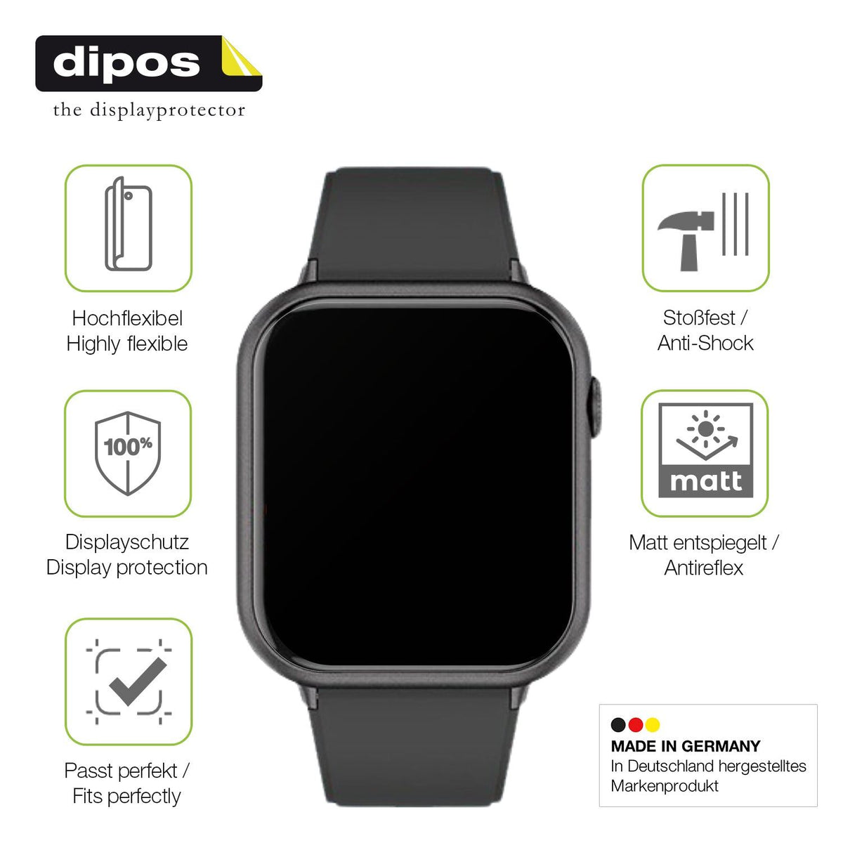 2x Full Cover matte Film for Mutoy Smartwatch 1.83 Zoll Screen Protector