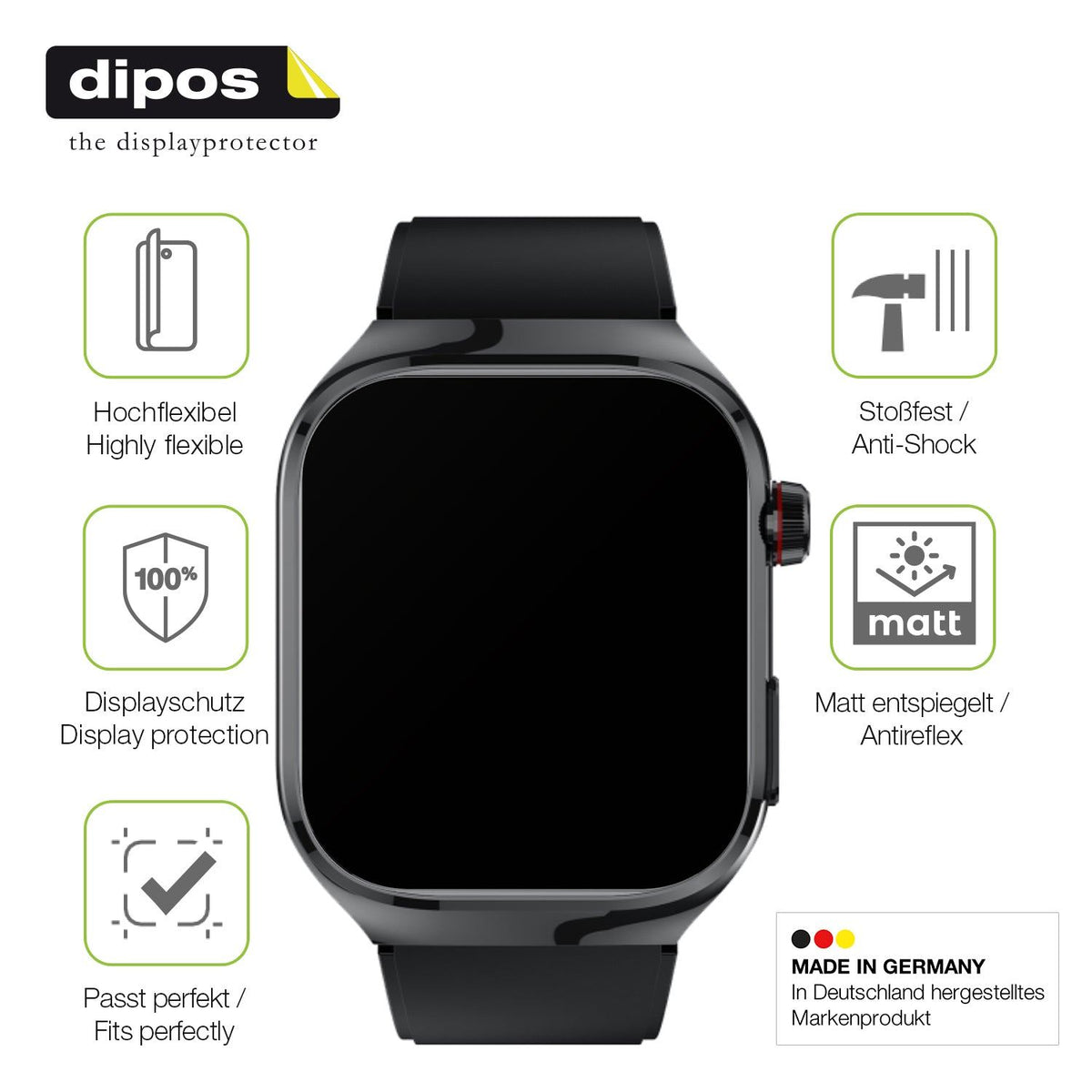 2x Full Cover matte Film for TK 16 Smartwatch 2.04 Zoll Screen Protector