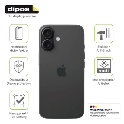 2x Full Cover matte Film for Apple iPhone 16 Rückseite Screen Protector
