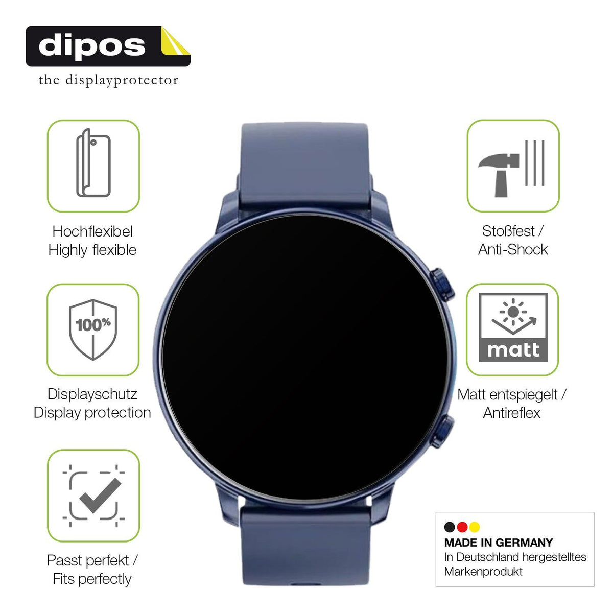 2x Full Cover matte Film for Hwagol 1.43 Zoll Smartwatch Screen Protector