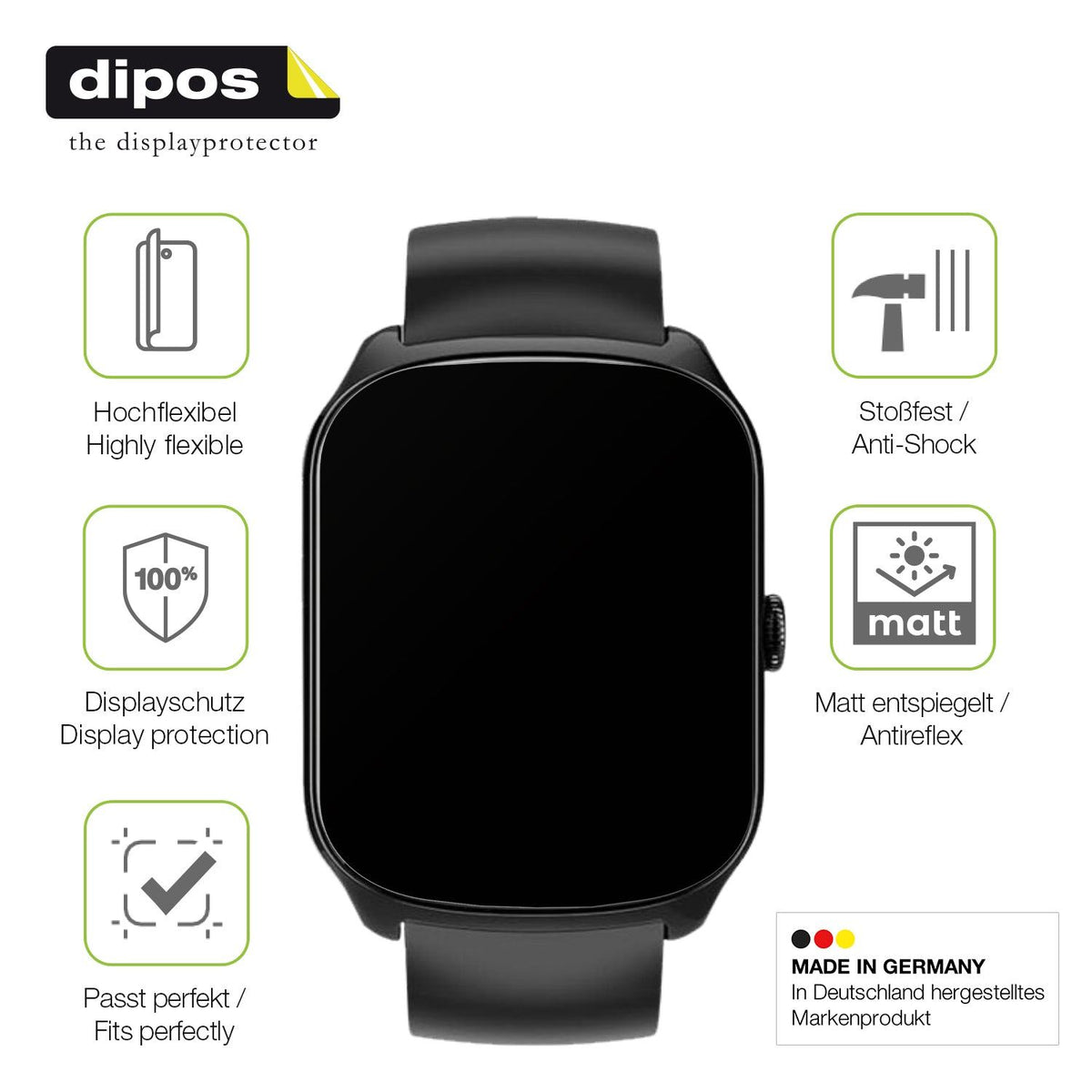 2x Full Cover matte Film for YHE 1.95 Zoll Smartwatch Screen Protector