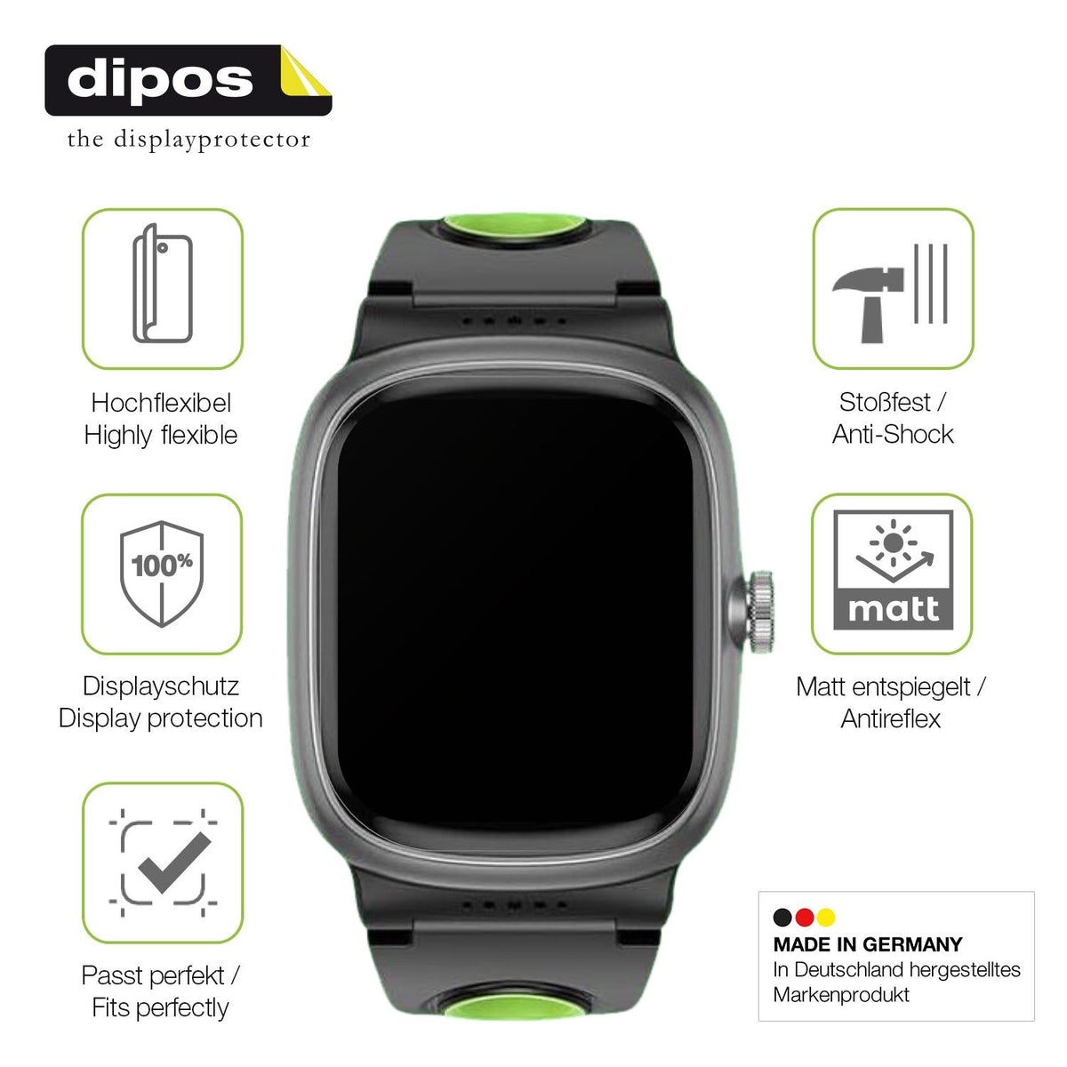 2x Full Cover matte Film for anyloop Kinder Smartwatch Screen Protector