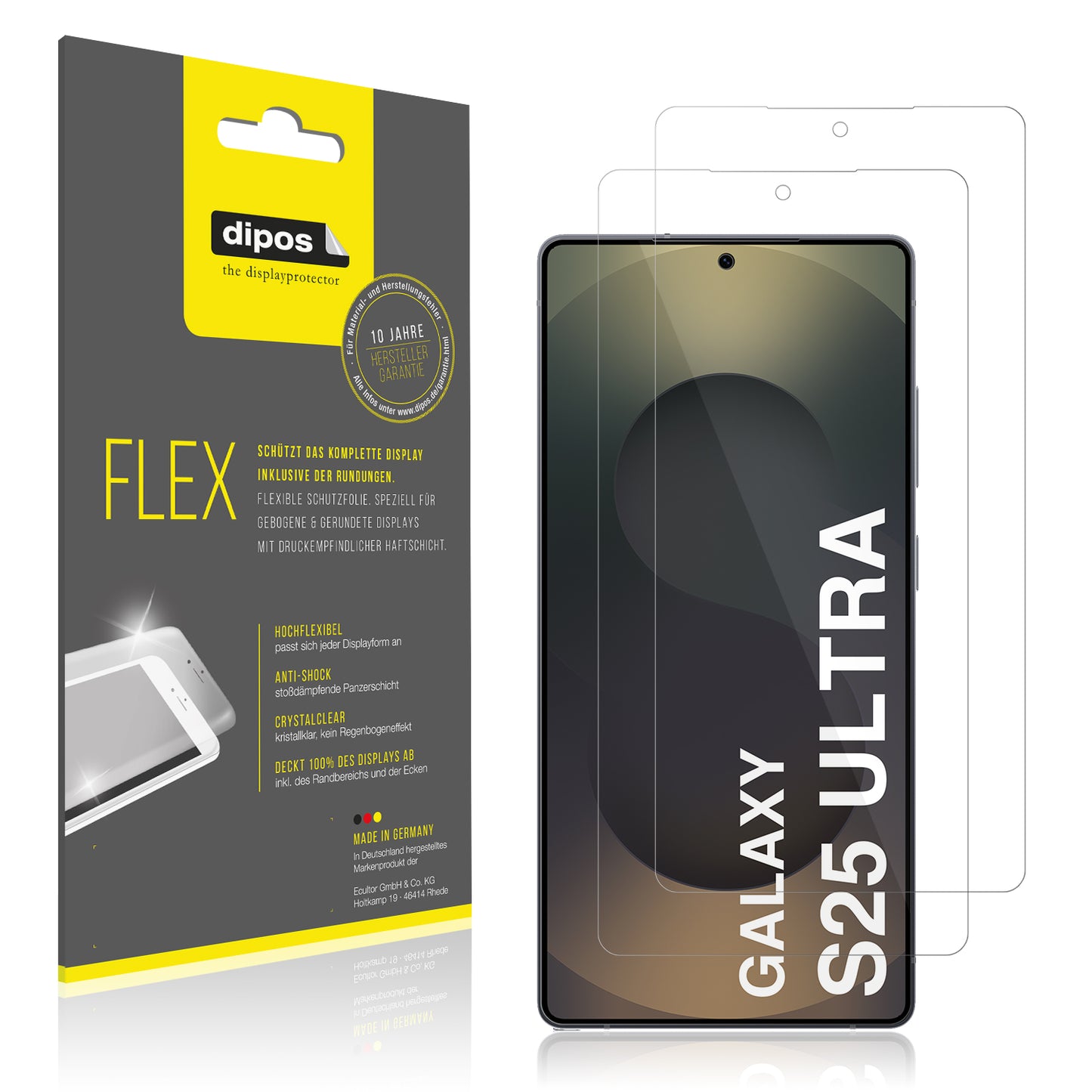 2x 3D Full Cover Schutzfolie für Samsung Galaxy S25 Ultra