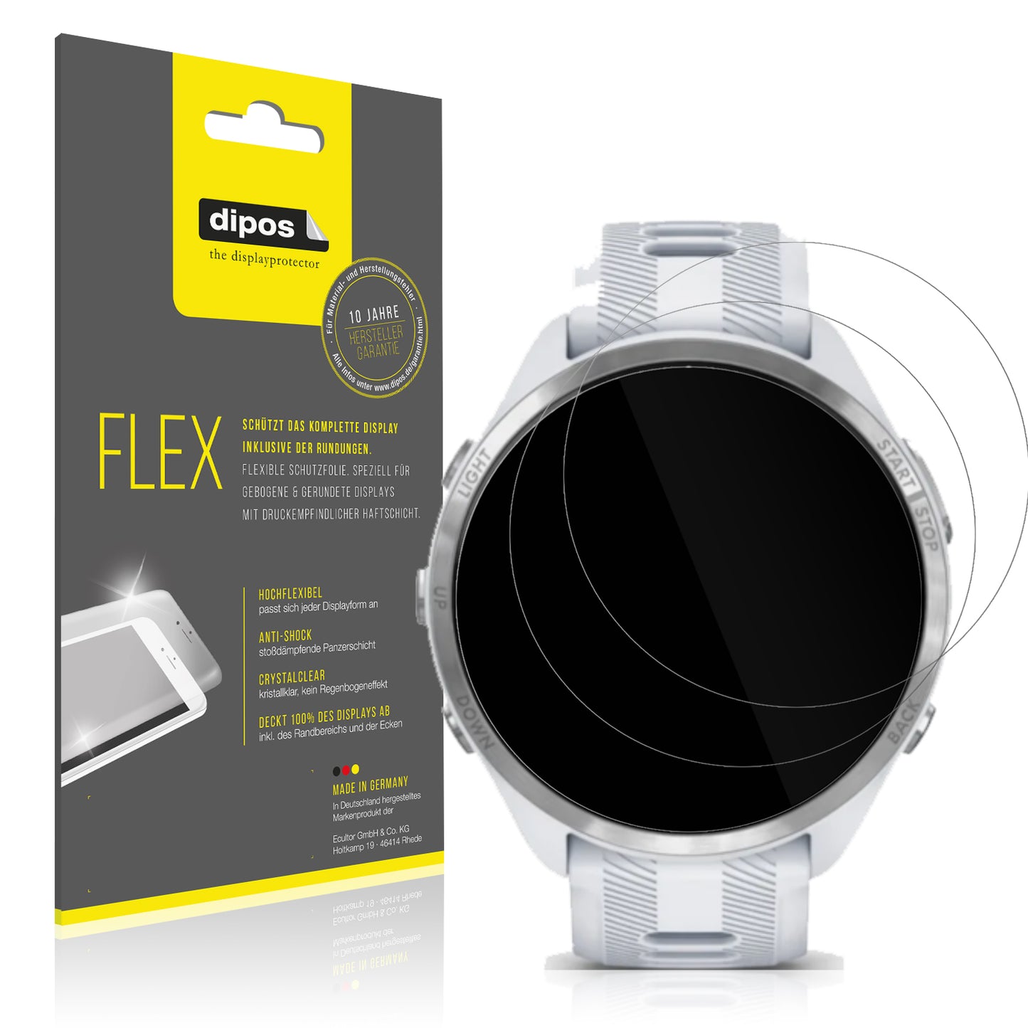 2x 3D Full Cover Schutzfolie für Garmin Forerunner 975