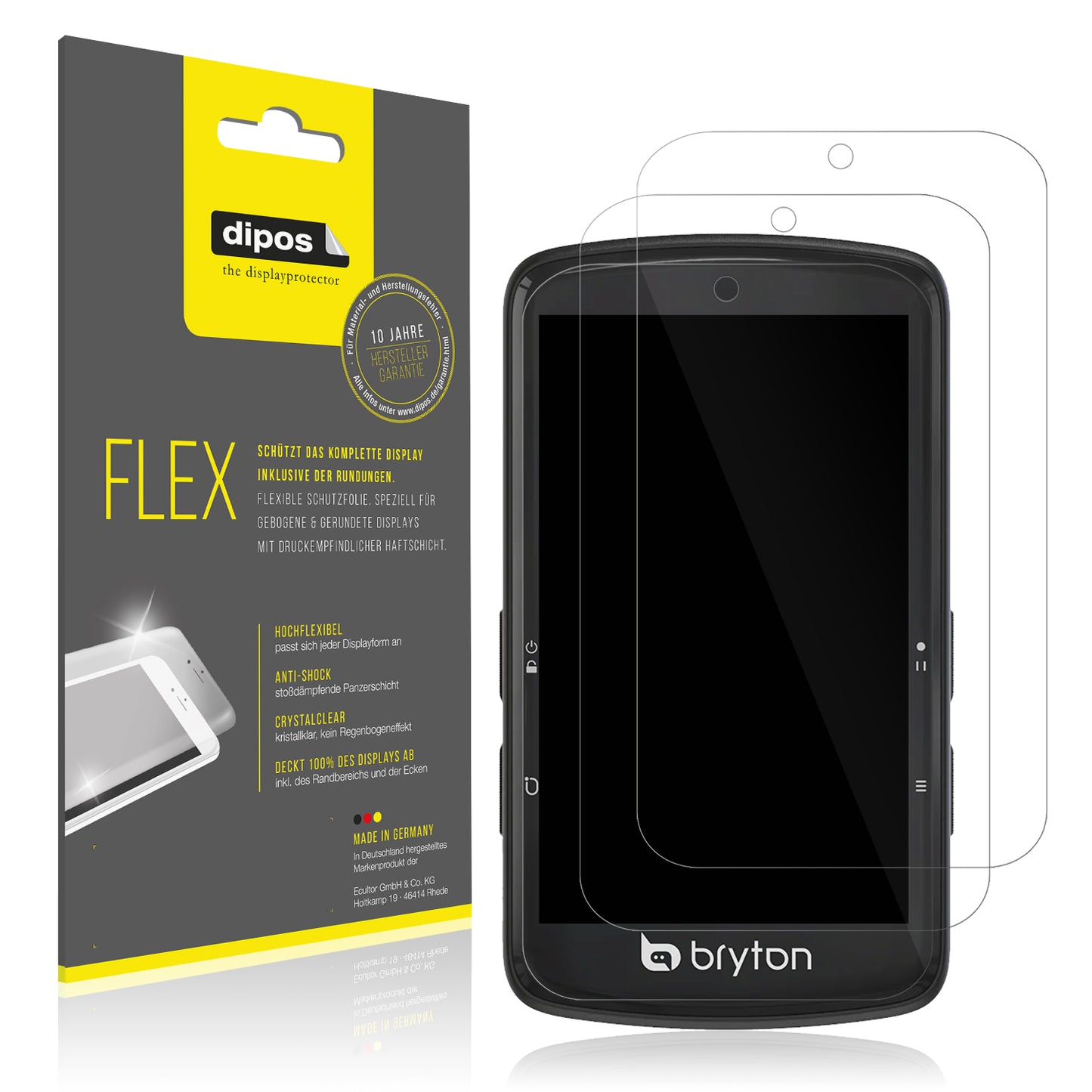 2x 3D Full Cover Schutzfolie für Bryton Rider S810