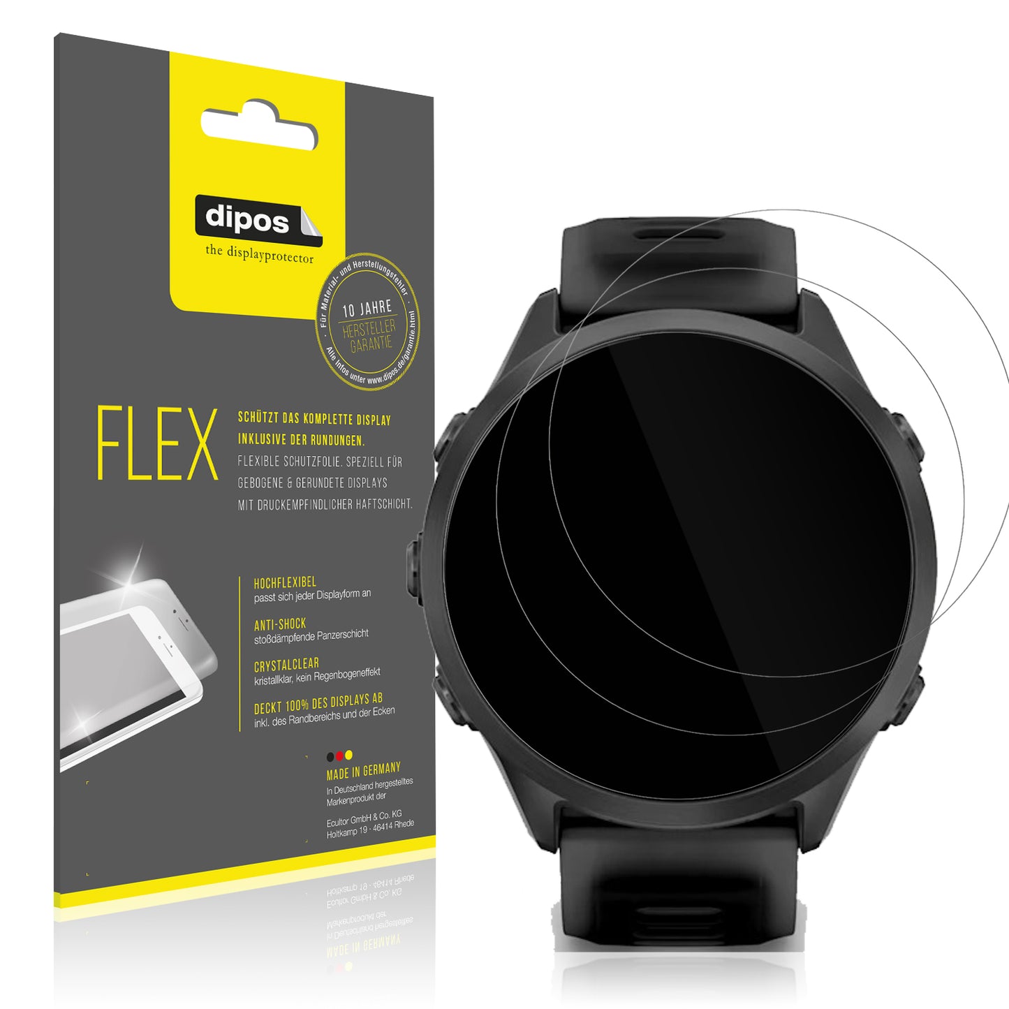 2x 3D Full Cover Schutzfolie für Garmin Forerunner 570 47mm