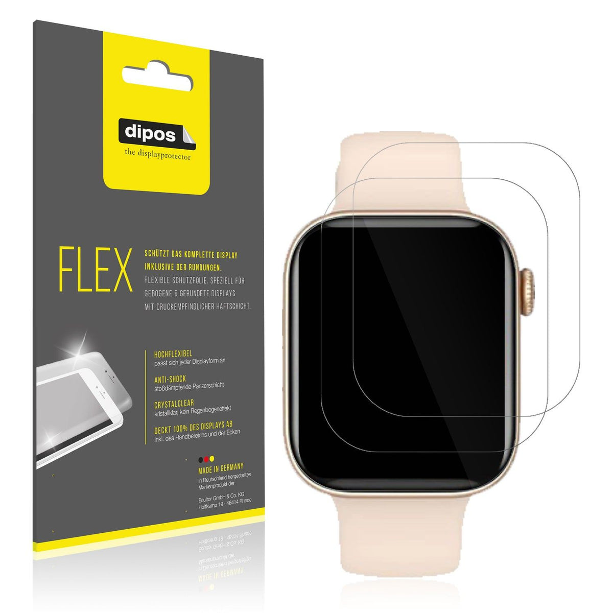 2x Screen Protector for Fireboltt Ring 2 Protective Film covers 100% dipos Flex
