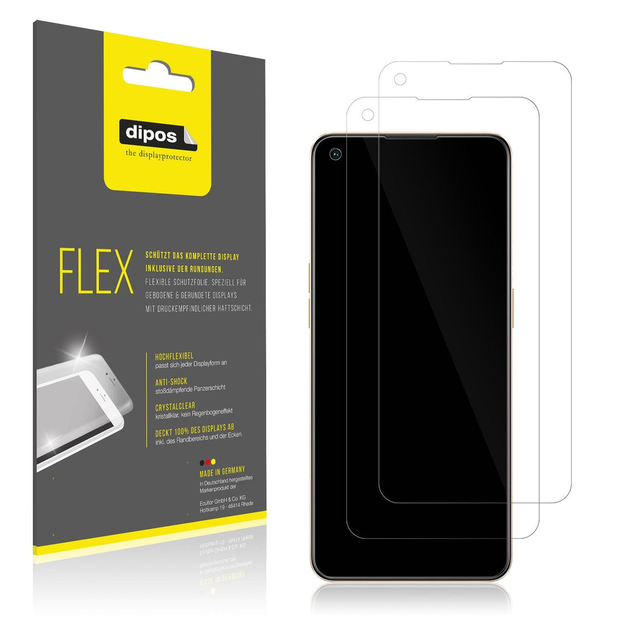 2x Screen Protector for Oppo F21 Pro Protective Film covers 100% dipos Flex