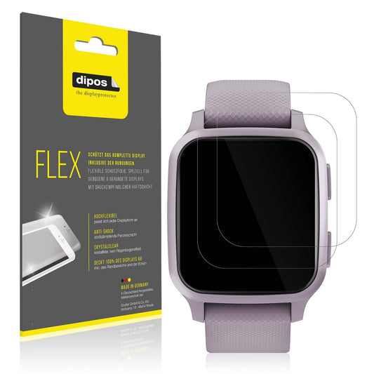 2x Screen Protector for Garmin Venu Sq Protective Film covers 100% dipos Flex