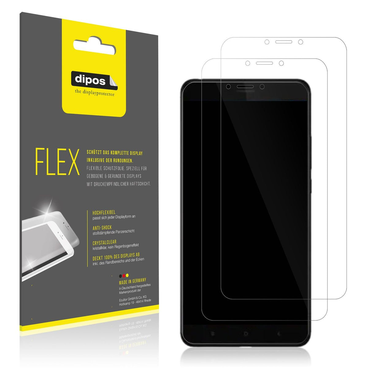 2x Screen Protector for Xiaomi Mi Max 3 Protective Film covers 100% dipos Flex