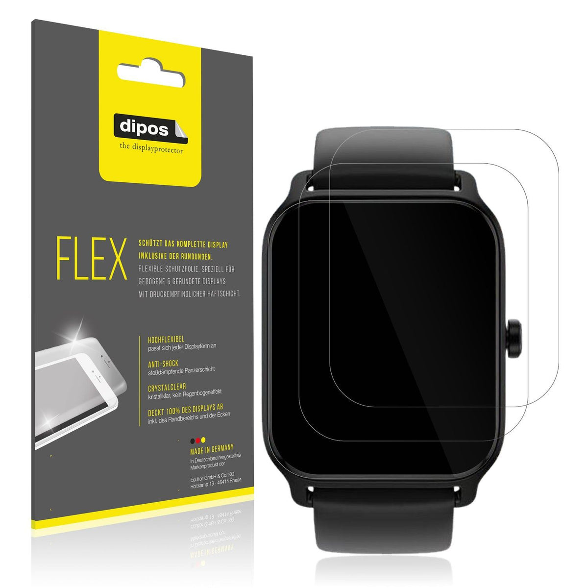 2x Screen Protector for IFMDA 1.8 Zoll Smartwatch Protective Film covers 100%