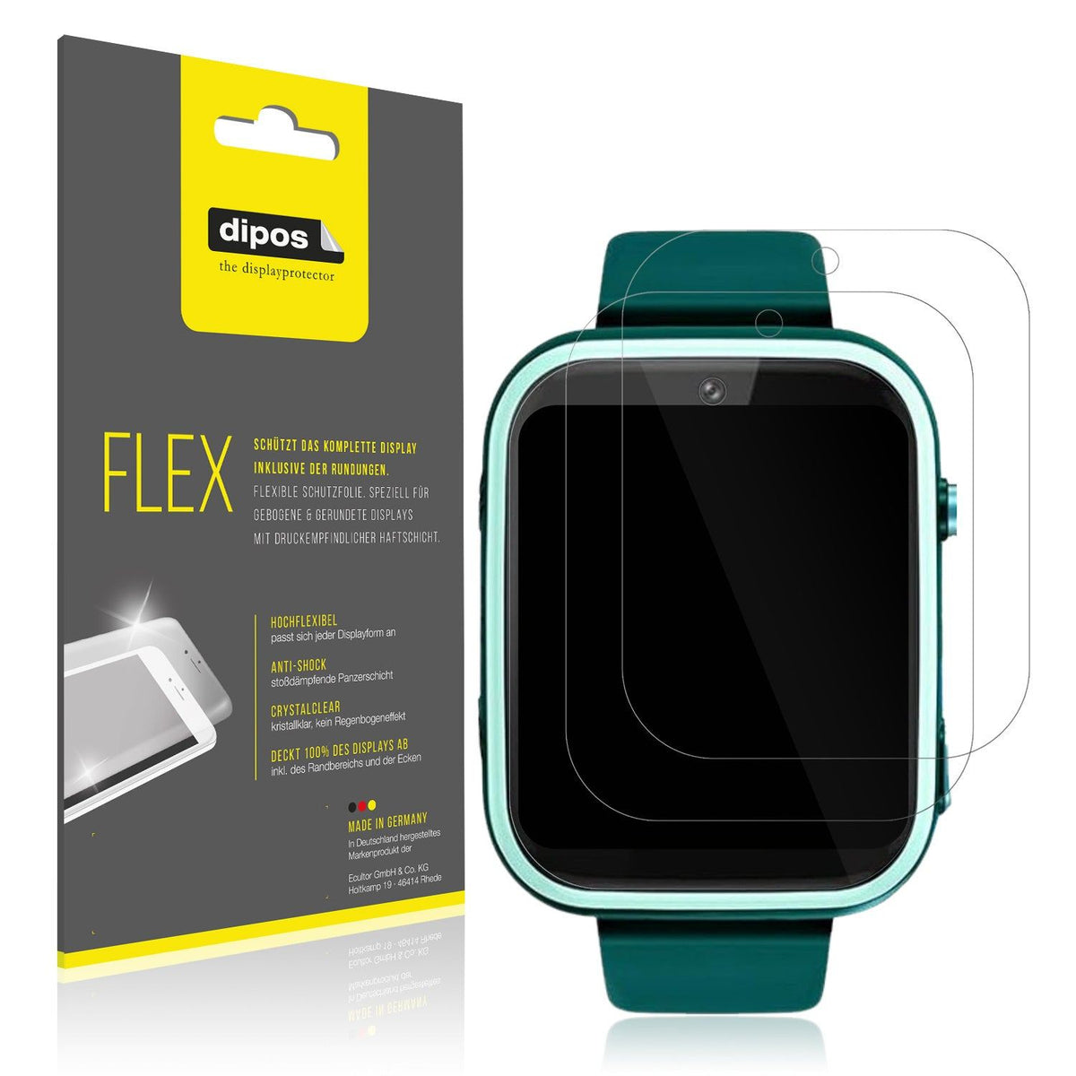 2x Screen Protector for Okyuk T45 Smartwatch Kinder Protective Film covers 100%