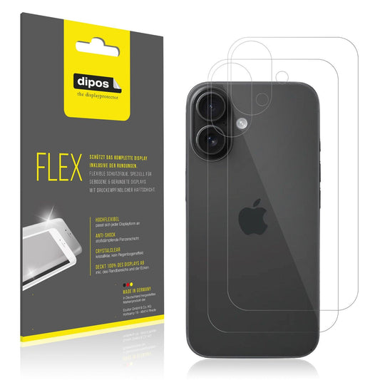 2x Screen Protector for Apple iPhone 16 Rückseite Protective Film covers 100%