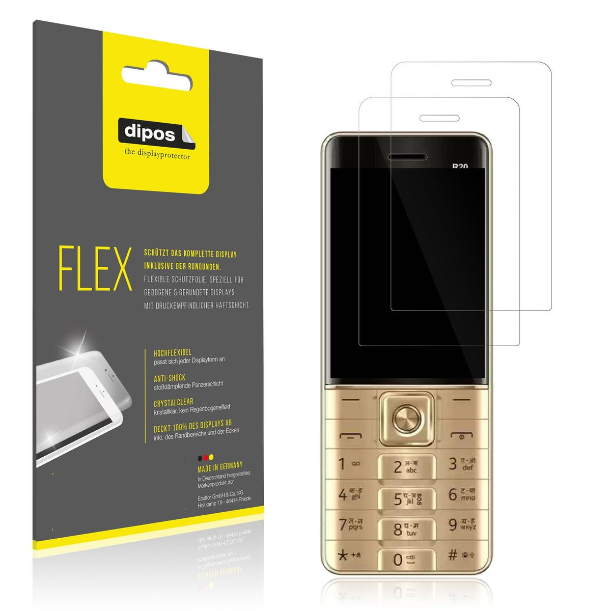 2x Screen Protector for Cellecor R20 Protective Film covers 100% dipos Flex