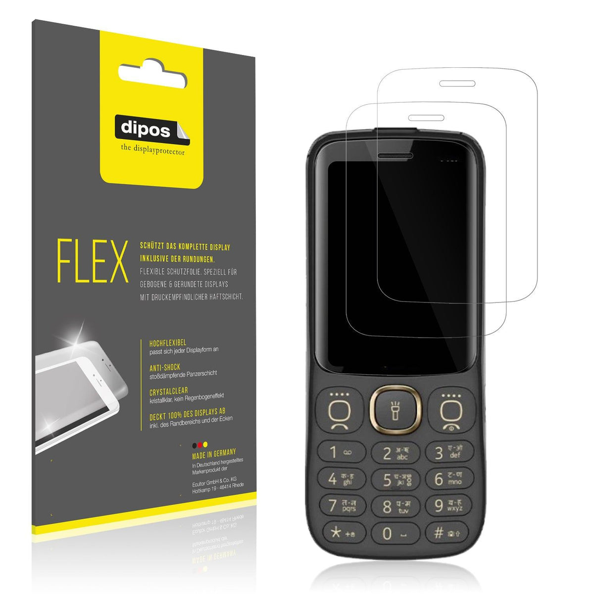 2x Screen Protector for Cellecor A40i Protective Film covers 100% dipos Flex