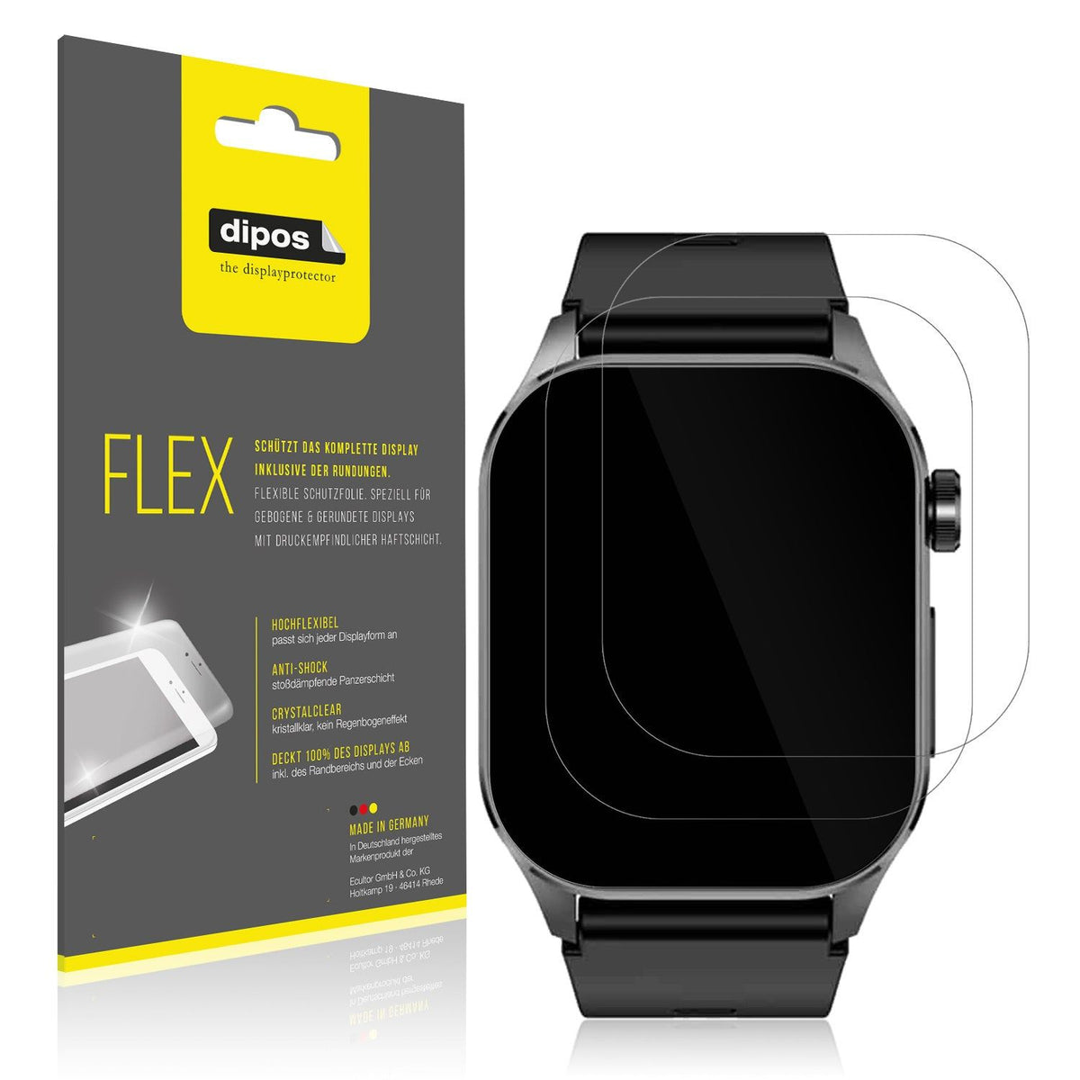 2x Screen Protector for Kardena Care Pro 4 Eckig Protective Film covers 100%