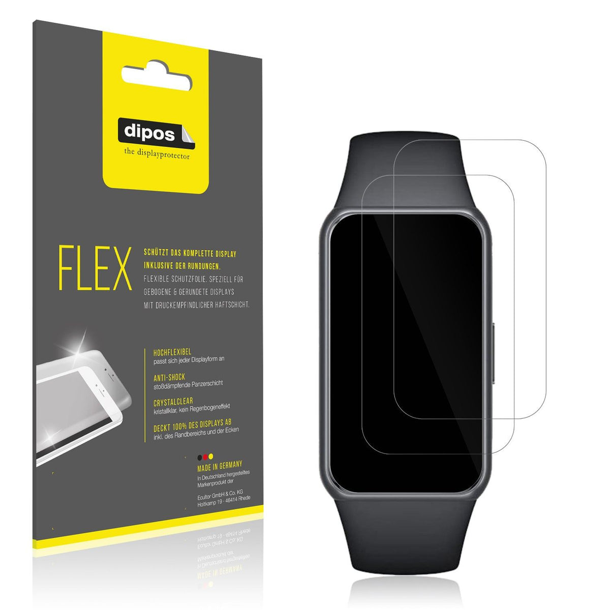 2x Screen Protector for Honor Band 7 Protective Film covers 100% dipos Flex