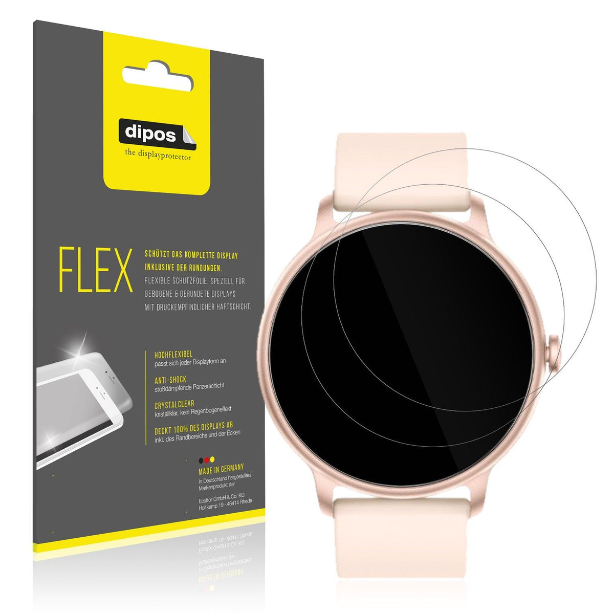2x Screen Protector for ZPPSNFIT G1 1.43 Zoll Protective Film covers 100% dipos