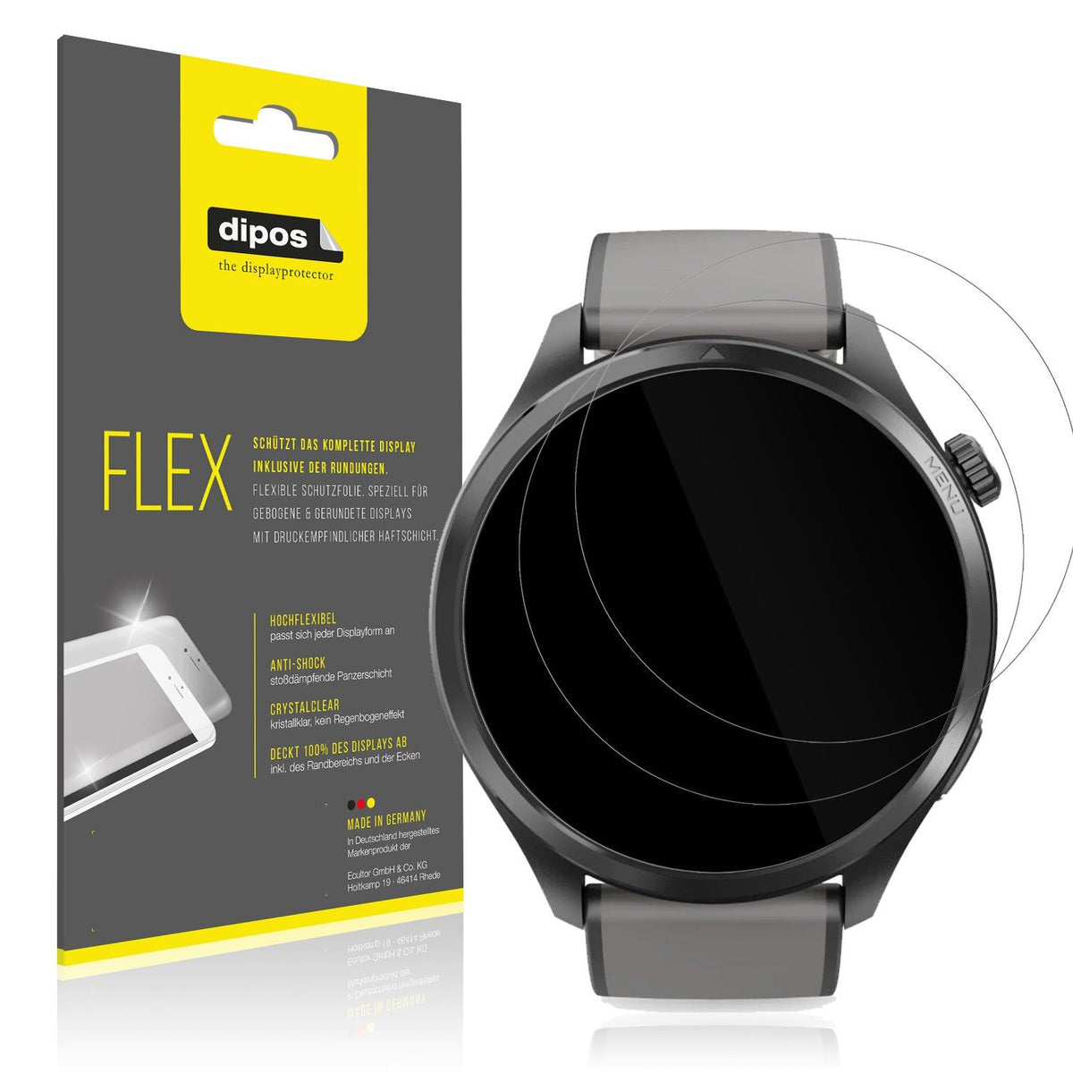 2x Screen Protector for Hama 9000 Smartwatch Protective Film covers 100% dipos