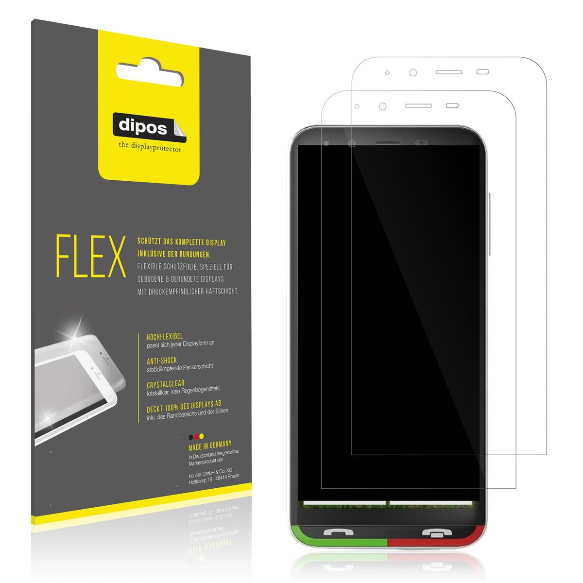 2x Screen Protector for Emporia SUPEReasy Protective Film covers 100% dipos Flex