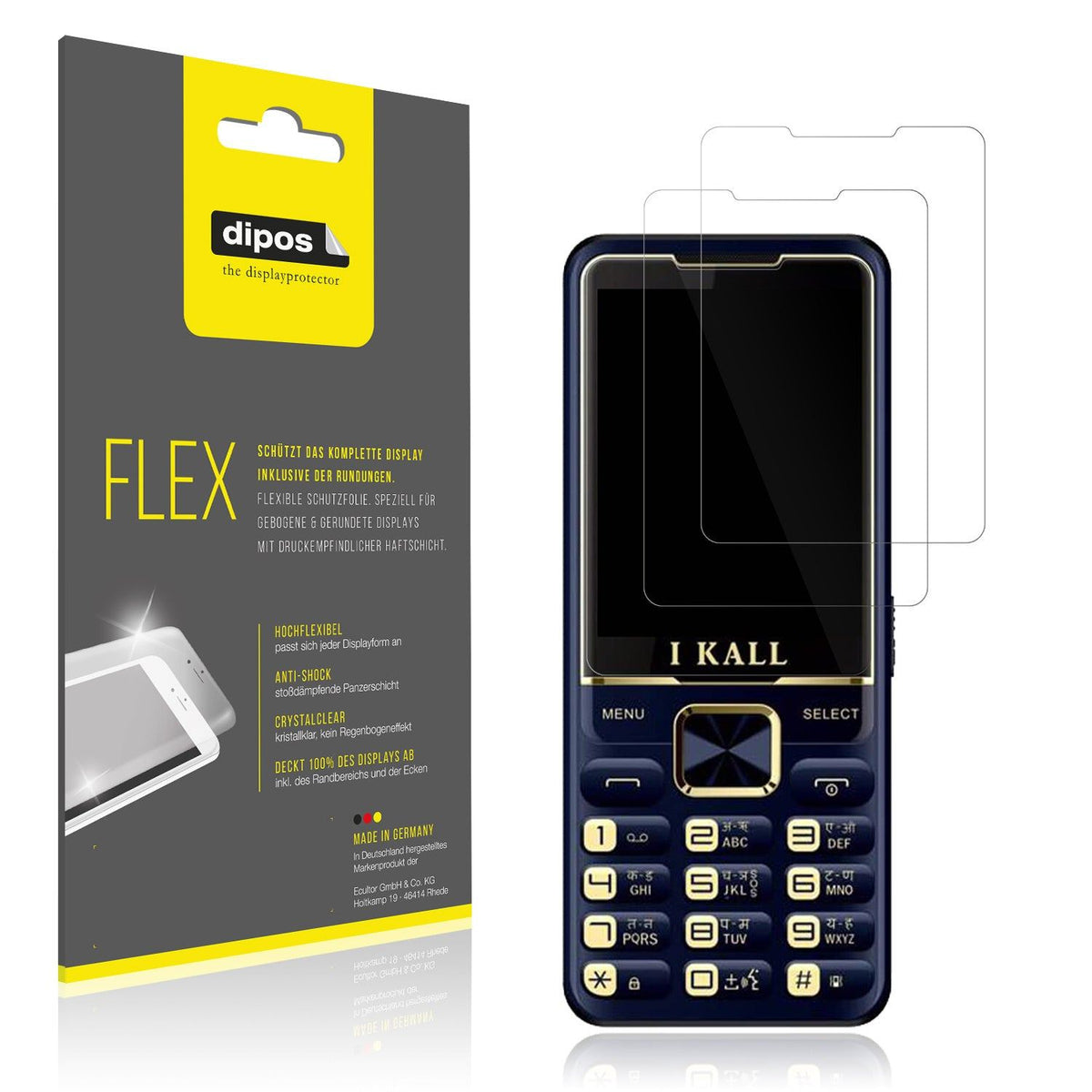 2x Screen Protector for I Kall K20 Pro Protective Film covers 100% dipos Flex