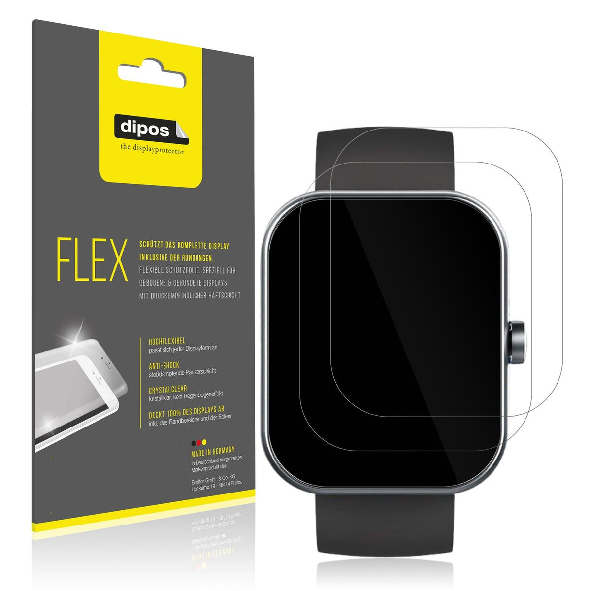 2x Screen Protector for Coucur Y66 1.96 Zoll Protective Film covers 100% dipos