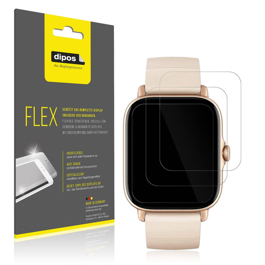 2x Screen Protector for Amazfit GTS 3 Protective Film covers 100% dipos Flex