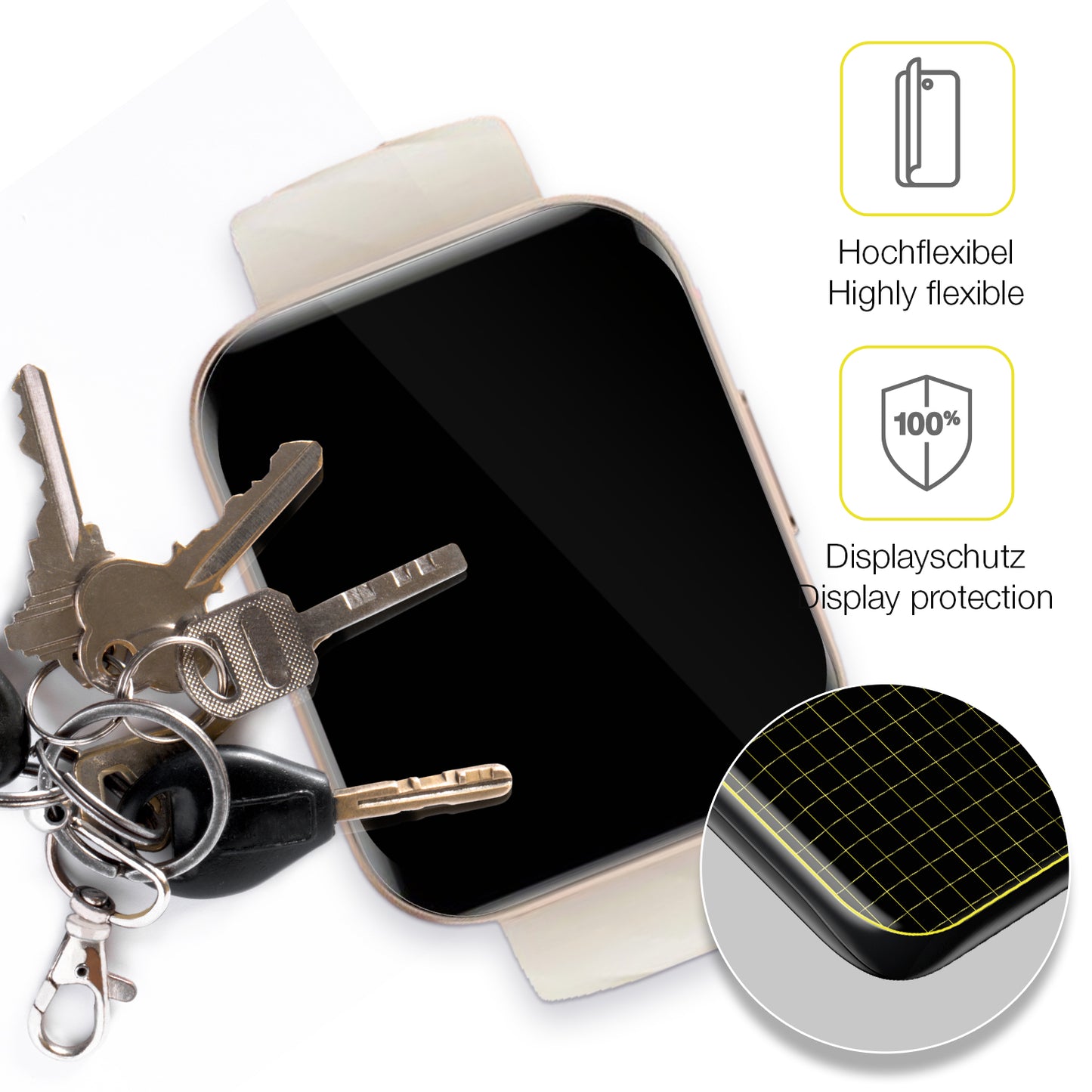 2x 3D Full Cover Schutzfolie für Mutoy Smartwatch 1.69 Zoll