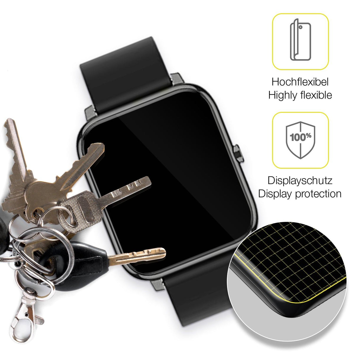 3x Full Cover Screen Protector for Popglory Smartwatch – Covers Curved Edges | dipos