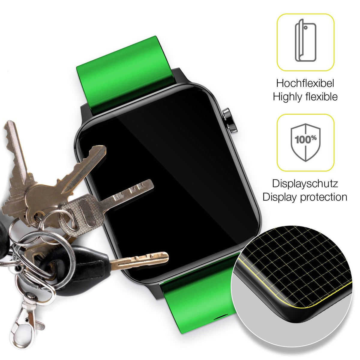 3x Screen Protector for Judneer 1,4 inch Smartwatch Protective Film covers 100%